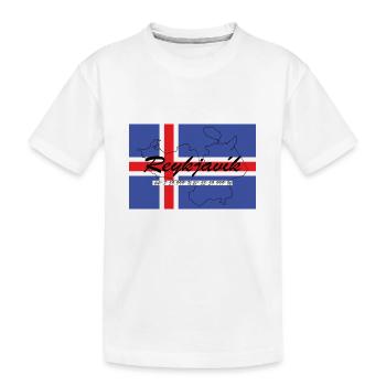 Reykjavik - Hauptstadt mit GPS & Flagge - Kinder Premium Bio T-Shirt - Weiß - Vorne