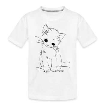 chaton timide - T-shirt bio Premium Enfant - blanc - Devant