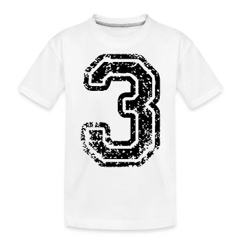 3 - Nummer - Kinder Premium Bio T-Shirt - Weiß - Vorne