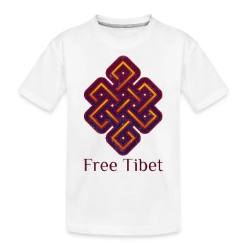 Befreit Tibet. Tibetisch-buddhistischer endloser Knoten - Kinder Premium Bio T-Shirt - Weiß - Vorne