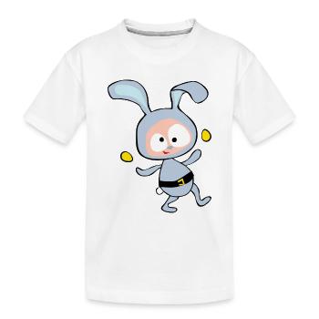 Lapin de Pâques danse avec des œufs d’or - T-shirt bio Premium Enfant - blanc - Devant