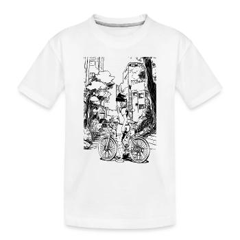 City-Look für MTB-Fans: cooles Biker-T-Shirt - Kinder Premium Bio T-Shirt - Weiß - Vorne
