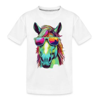 Eto the bespectacled horse - Kids' Premium Organic T-Shirt - white - Front