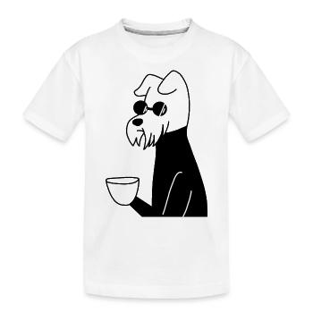 Hund mit Tasse - Kinder Premium Bio T-Shirt - Weiß - Vorne