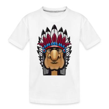 Grimmiger Indianerhäuptling mit Federschmuck Comic - Kinder Premium Bio T-Shirt - Weiß - Vorne
