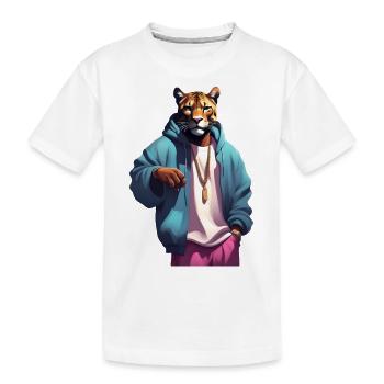 Hip Hop Tiger - Kids' Premium Organic T-Shirt - white - Front