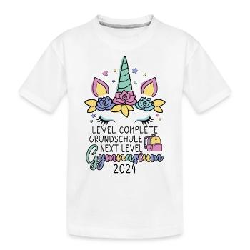 Level Compelete Next Level Gymnasium 2024 - Kinder Premium Bio T-Shirt - Weiß - Vorne