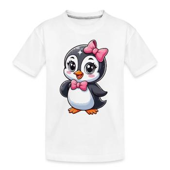 Mädchen Pinguin - Kinder Premium Bio T-Shirt - Weiß - Vorne