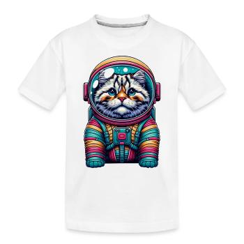 Little cute cat as astronaut spaceman - Kids' Premium Organic T-Shirt - white - Front