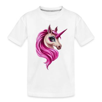 beauty styled pink Einhorn :) - Kinder Premium Bio T-Shirt - Weiß - Vorne