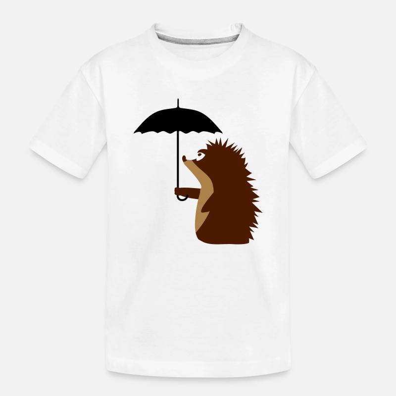 Igel mit Schirm - Kinder Premium Bio T-Shirt - Weiß