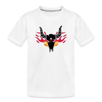Bull crâne avec des flammes - T-shirt bio Premium Enfant - blanc - Devant