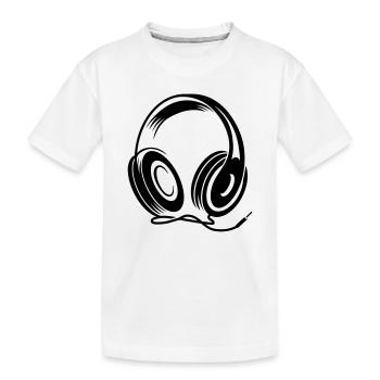 Kopfhörer mit Kabel im Stencil Stil - Kinder Premium Bio T-Shirt - Weiß - Vorne
