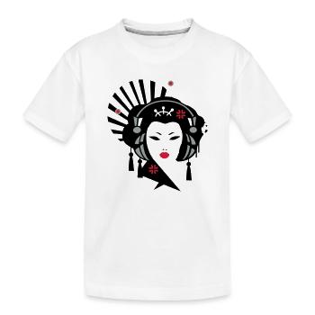 Geisha mit Kopfhörer - Kinder Premium Bio T-Shirt - Weiß - Vorne