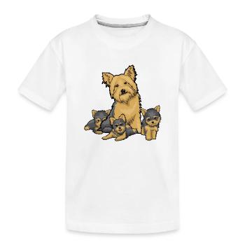 Terrier Family Trio with Pups - Kids' Premium Organic T-Shirt - white - Front