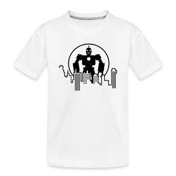 Robot Skyline – Sci-Fi Android Silhouette Shirt - Kinder Premium Bio T-Shirt - Weiß - Vorne