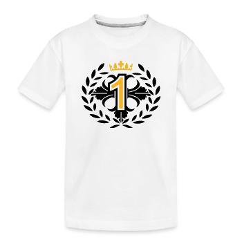 Die Nummer Eins mit Lorbeerkranz und Krone - Kinder Premium Bio T-Shirt - Weiß - Vorne