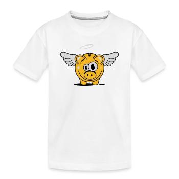 Sparschwein mit Flügel und Heiligenschein - Kinder Premium Bio T-Shirt - Weiß - Vorne