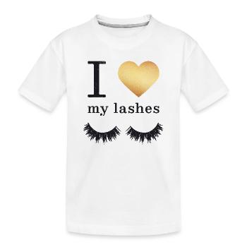 Lange Wimpern Mascara - Kinder Premium Bio T-Shirt - Weiß - Vorne