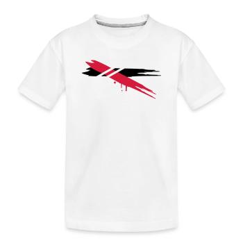 deux bandes de couleur avec des bandes horizontale - T-shirt bio Premium Enfant - blanc - Devant