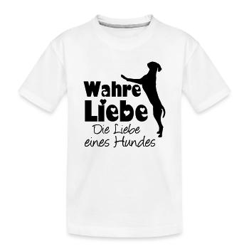 Wahre Liebe - Hund Haustier Tier Geschenk Spruch - Kinder Premium Bio T-Shirt - Weiß - Vorne