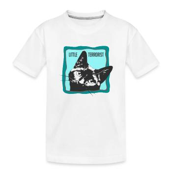 Katzenporträt mit Slogans - Kinder Premium Bio T-Shirt - Weiß - Vorne