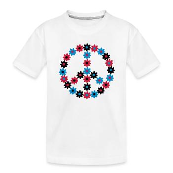 Blumen Friedenszeichen - Kinder Premium Bio T-Shirt - Weiß - Vorne