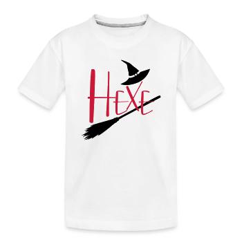 Hexe fliegender Hexenbesen - Kinder Premium Bio T-Shirt - Weiß - Vorne