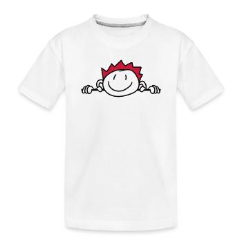 verstecken wand mauer gesicht kopf kind gemalt kri - Kinder Premium Bio T-Shirt - Weiß - Vorne