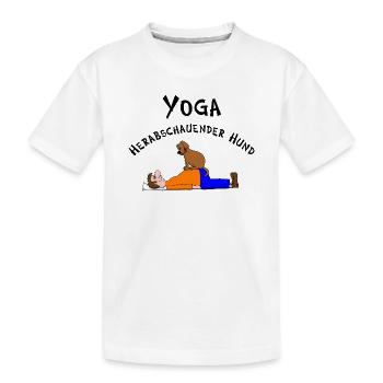 Yoga chien regardant vers le bas - T-shirt bio Premium Enfant - blanc - Devant