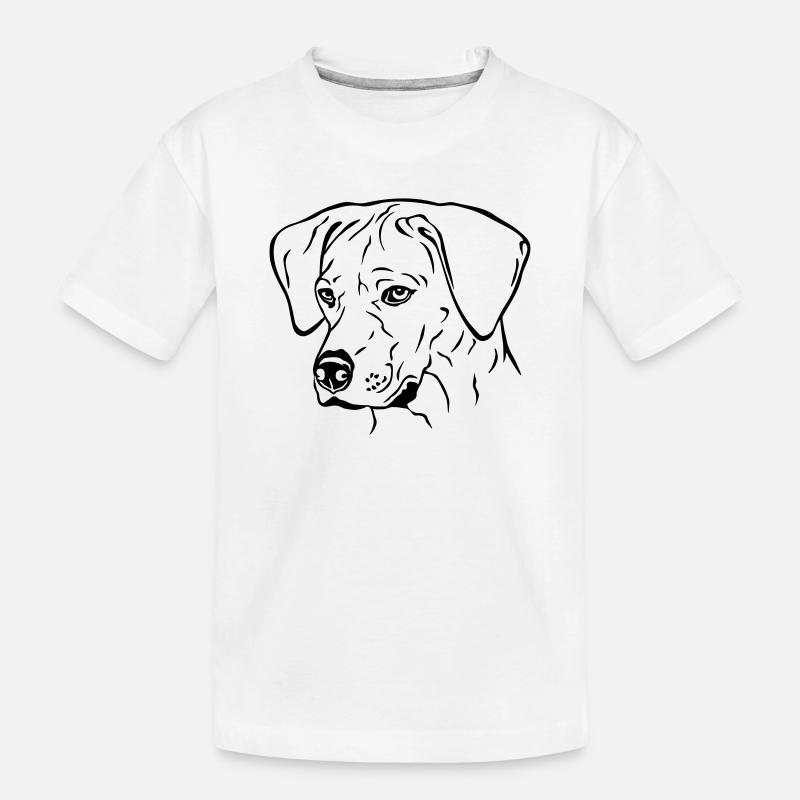 Rhodesian Ridgeback Hündin Kopf schwarz - Kinder Premium Bio T-Shirt - Weiß
