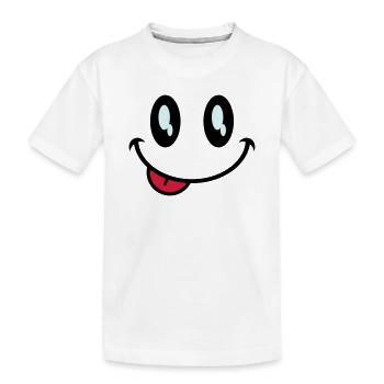 augen smiley zunge - Kinder Premium Bio T-Shirt - Weiß - Vorne