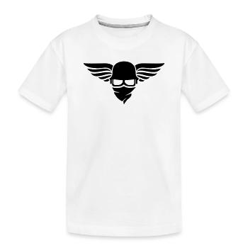 Casque de moto avec aile, casque de motard et lunettes de motard - T-shirt bio Premium Enfant - blanc - Devant