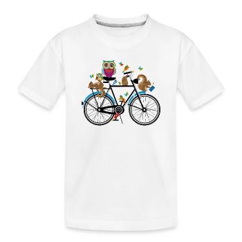 Animaux de la forêt sur un vélo - T-shirt bio Premium Enfant - blanc - Devant