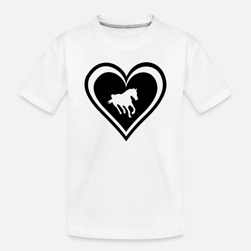 Herz mit Pferd - Kinder Premium Bio T-Shirt - Weiß