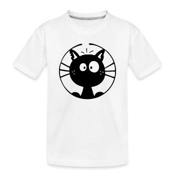Neugierige Katze - Kinder Premium Bio T-Shirt - Weiß - Vorne