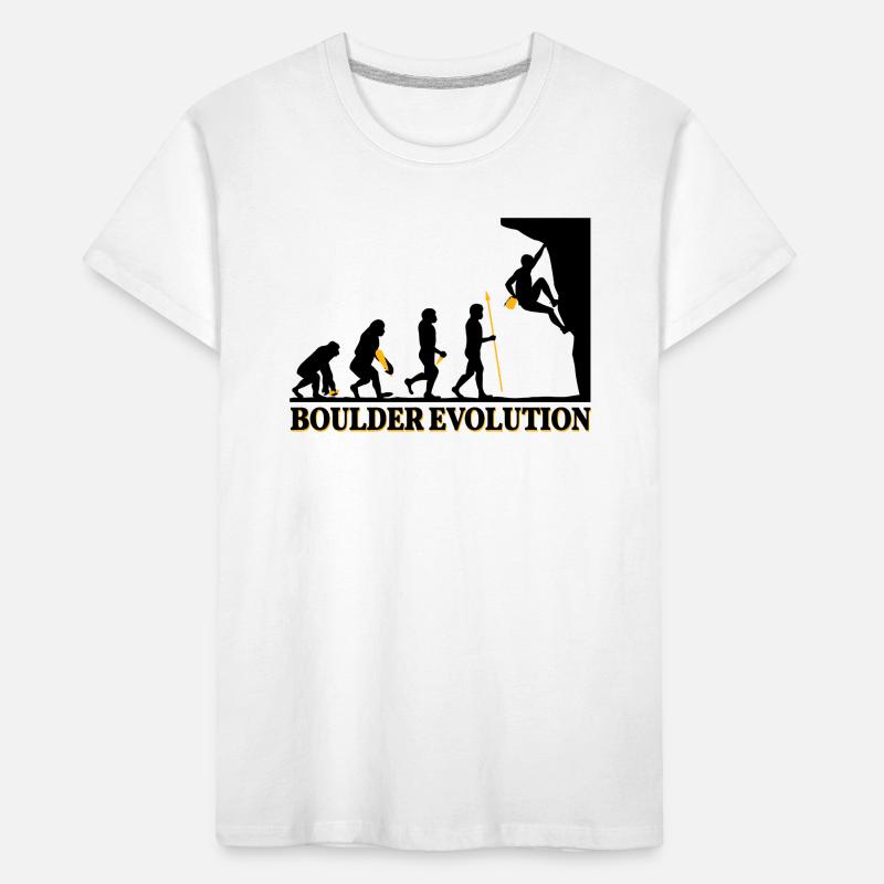Boulder Evolution Klettern Bergsteigen Spruch Kinder Premium Bio T-Shirt