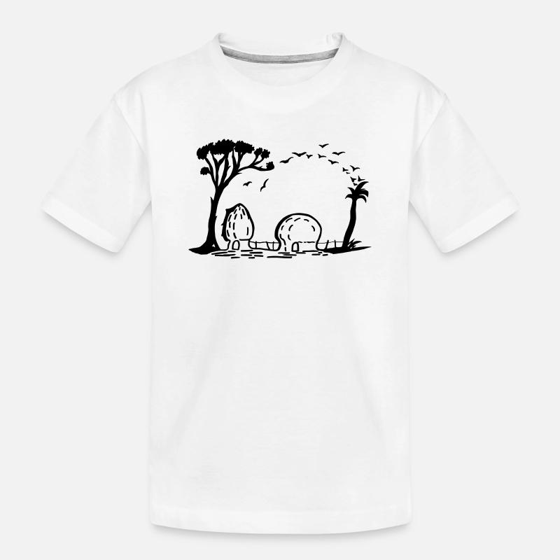 Elefant Dorf Optische Täuschung - Kinder Premium Bio T-Shirt - Weiß