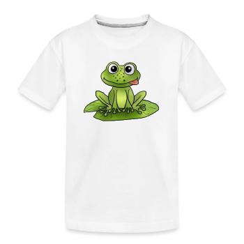 Frosch auf Seerose - Kinder Premium Bio T-Shirt - Weiß - Vorne