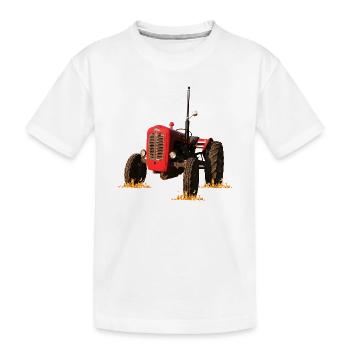 Tracteur rouge dans le champ - T-shirt bio Premium Enfant - blanc - Devant