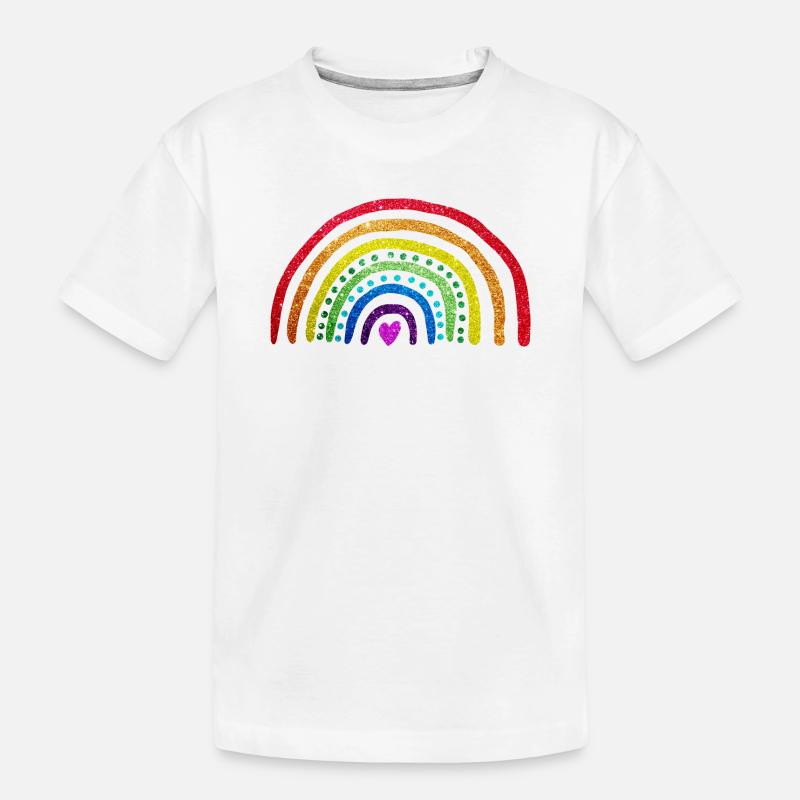 Regenbogen-Glitzer - Kinder Premium Bio T-Shirt - Weiß