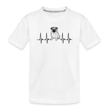 EKG Mops, Herzschlag, cooler Hund, Puls, Hunde pug - Kinder Premium Bio T-Shirt - Weiß - Vorne