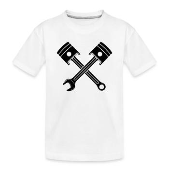 Motor Kolben Schlüssel gekreuzt - Kinder Premium Bio T-Shirt - Weiß - Vorne