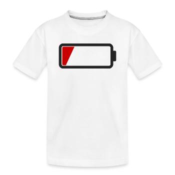 battery empty - Kids' Premium Organic T-Shirt - white - Front