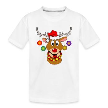Joyeux Noël Rudolf Rennes bals de Noël - T-shirt bio Premium Enfant - blanc - Devant