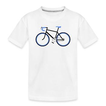 Nouveau vélo avec volant sport bleu et selle sport - T-shirt bio Premium Enfant - blanc - Devant