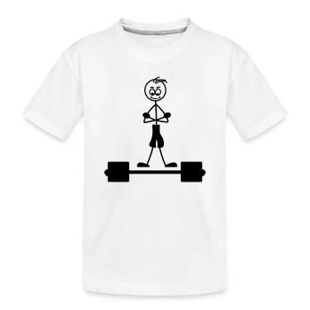 Musculation avec les mains sur le logo de l’autre - T-shirt bio Premium Enfant - blanc - Devant