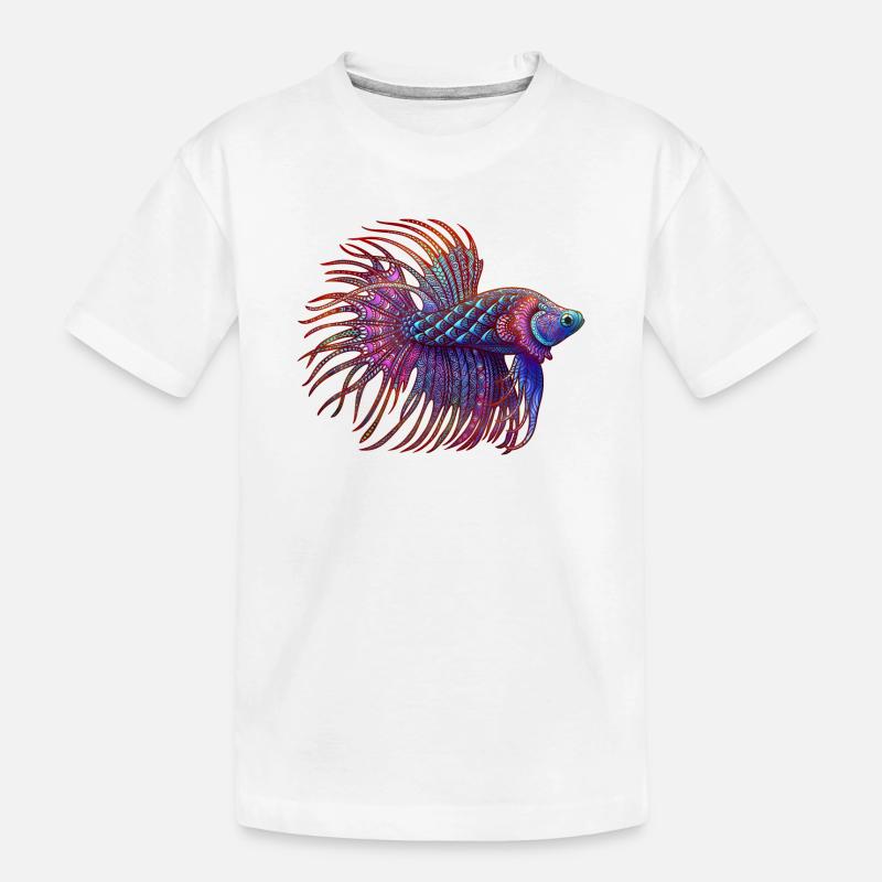 Betta Zentangle Farbe - Kinder Premium Bio T-Shirt - Weiß