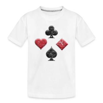 Croix de pique carreaux coeur poker et de skate used look - T-shirt bio Premium Enfant - blanc - Devant