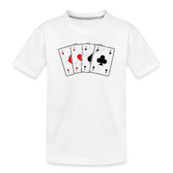 Karo- Herz- Pik- Kreuz-As Kartenspiel Poker Profi - Kinder Premium Bio T-Shirt - Weiß - Vorne